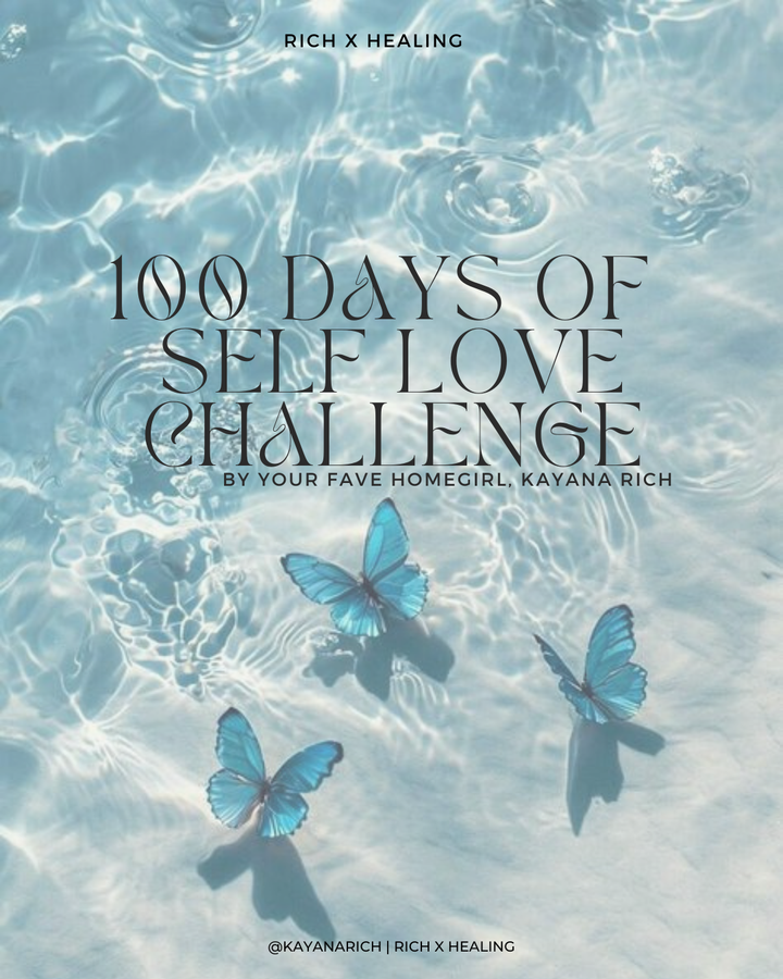 rich x healing | 100 days of self love bingo sheets *free downloadable* ✨💕🦋🌸